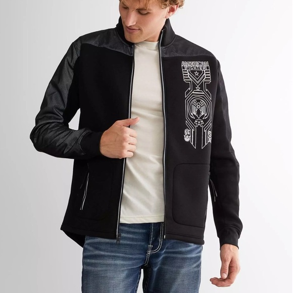 American Fighter Black Zip up Graphic Mens Jacket Size Large - Picture 3 of 12